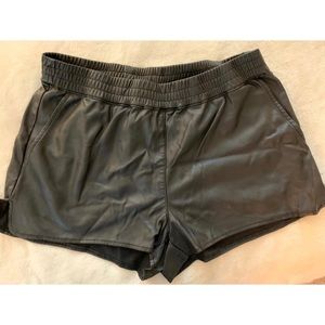 Black leather shorts